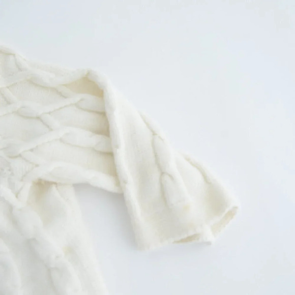 Vintage Liz & Co. Cream Knit Button Up Cardigan Sweater  Size 2X - Picture 5 of 12